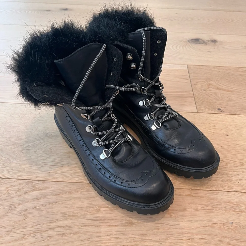 Charles David Raider Faux Fur Combat Boots - Picture 4 of 13